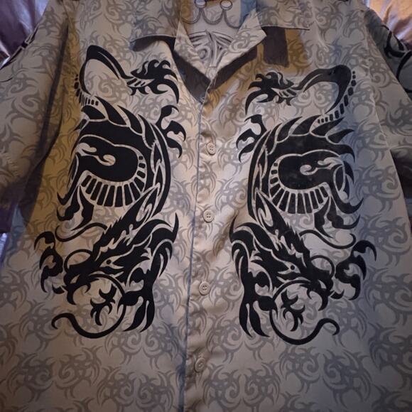Rare Vintage JNCO Button-Up Shirt - Tribal Dragon Design - Small Y2K Vintage - Picture 6 of 6